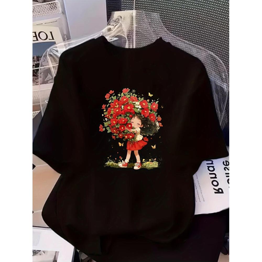 Y2K Formal Wear Men - Ladies Y2K Floral Print T-Shirt Black