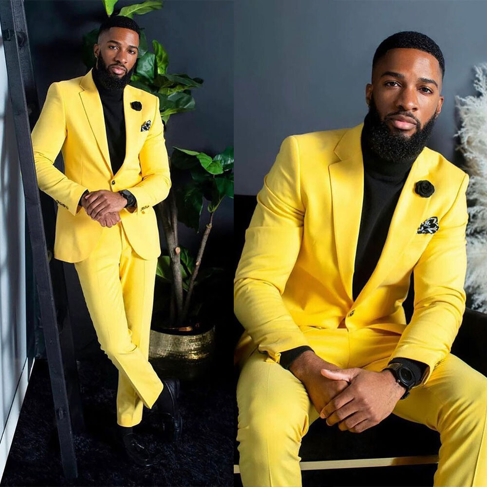 Men's Yellow Suits Slim Fit Si - Formal Wear For Men Yellow review and price