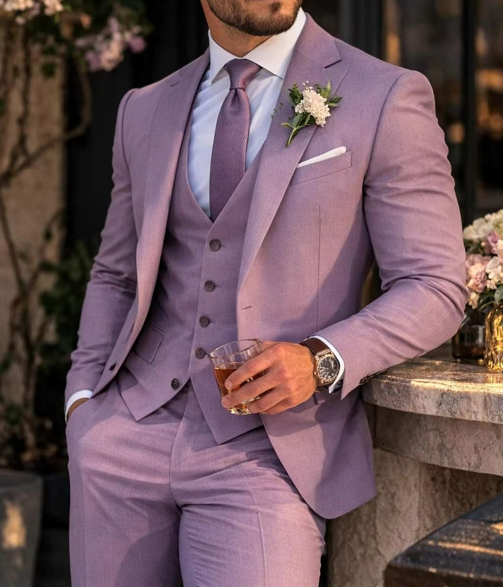 Lavender 3 Piece Men's Suit Li - Men Formal Wear With Blazer review and price