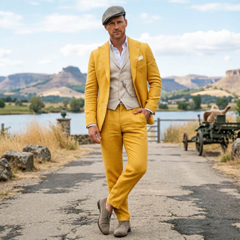 Sage Green Linen Men 3 Piece S - Men Formal Party Wear Outfit review and price