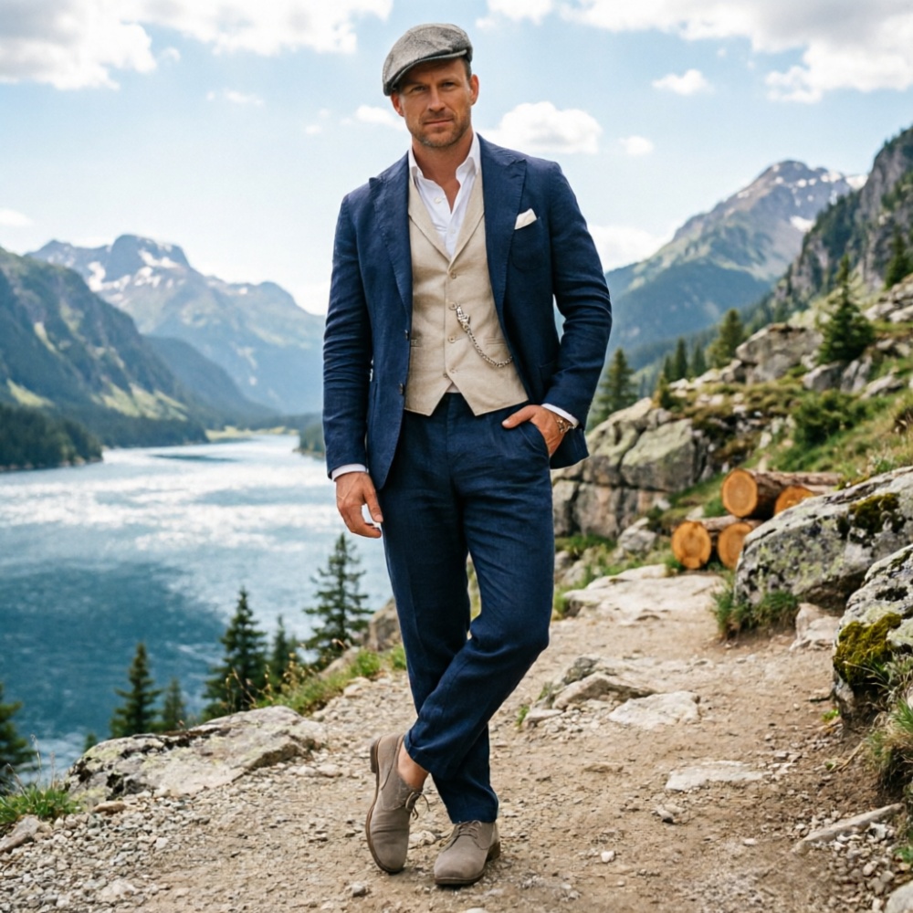 Sage Green Linen Men 3 Piece S - Men Formal Party Wear Outfit review and price