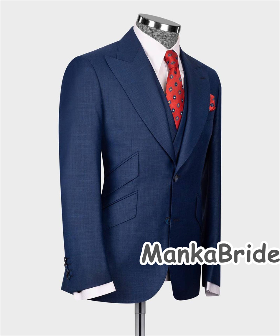 Elegant Navy Blue Classic Wedd - Men Formal Wear With Blazer review and price