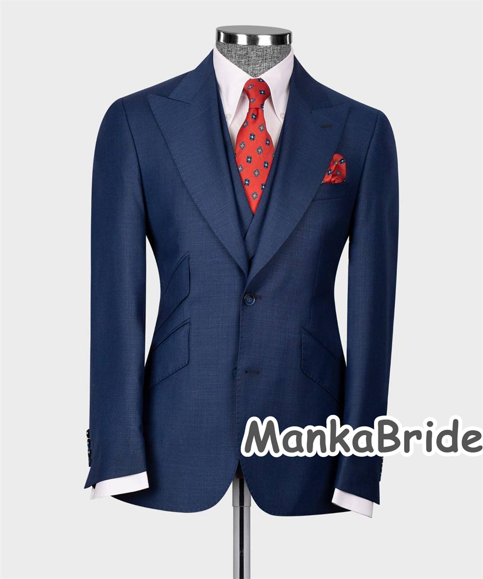 Elegant Navy Blue Classic Wedd - Men Formal Wear With Blazer review and price
