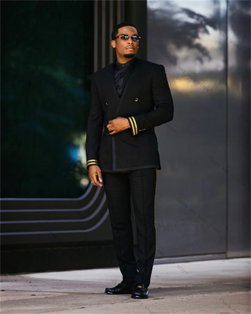 Black Men Suit Set 2 Piece Bla - Formal Wear For Men Yellow review and price