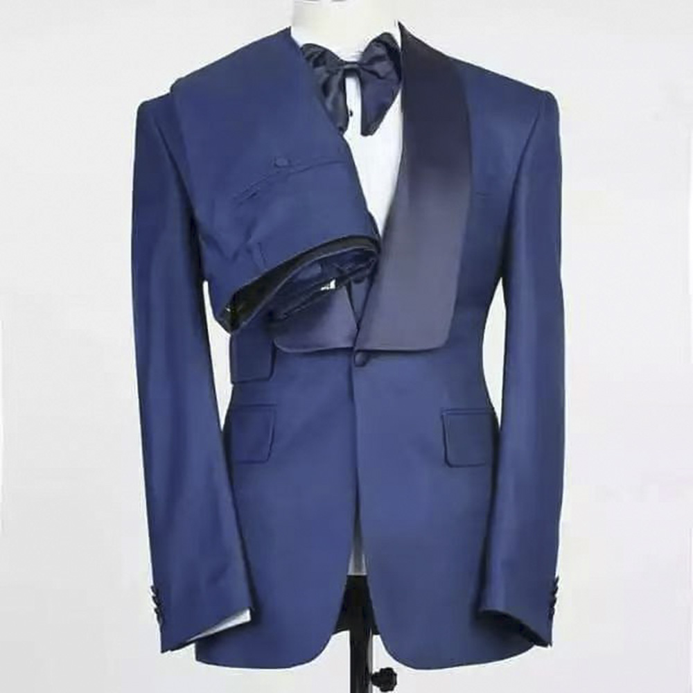 Blue Jacket Set Man Suit Shawl - Men Formal Party Wear Outfit review and price