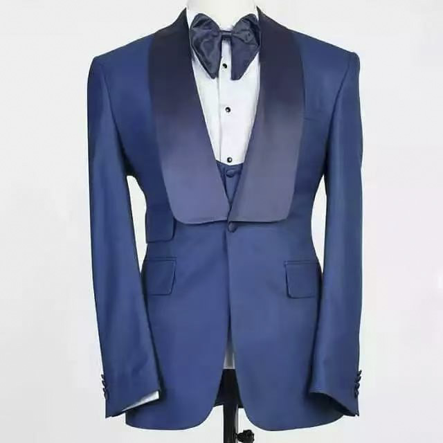 Blue Jacket Set Man Suit Shawl - Men Formal Party Wear Outfit review and price