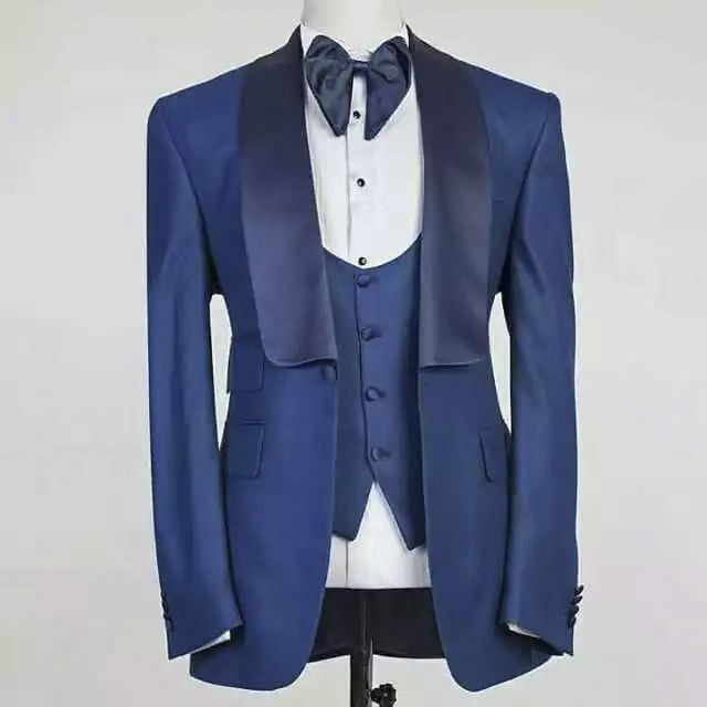 Blue Jacket Set Man Suit Shawl - Men Formal Party Wear Outfit review and price