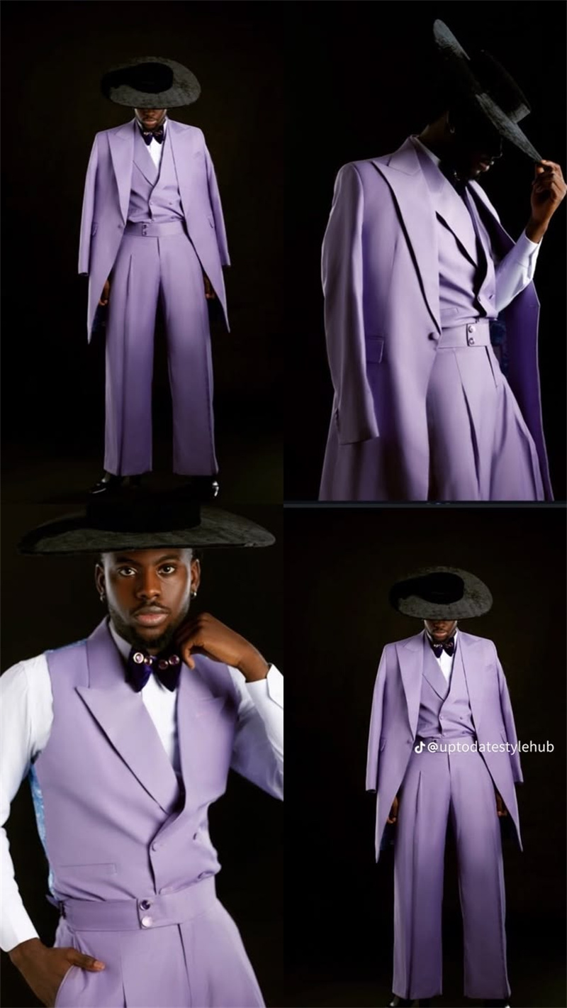 Purple Men Suit Set 3 Piece Lo - Men Formal Wear Purple review and price