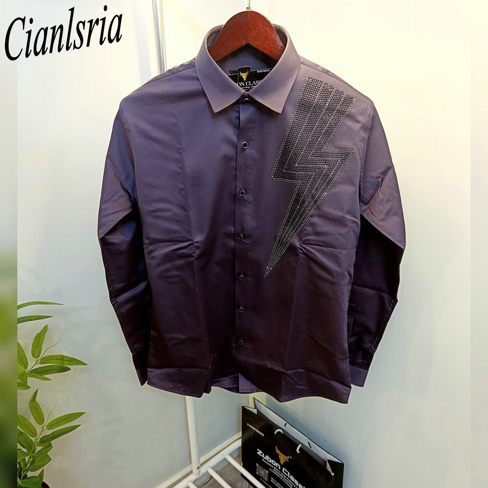 Men Luxury One‑Side Geometric  - Men Formal Party Wear Shirt review and price