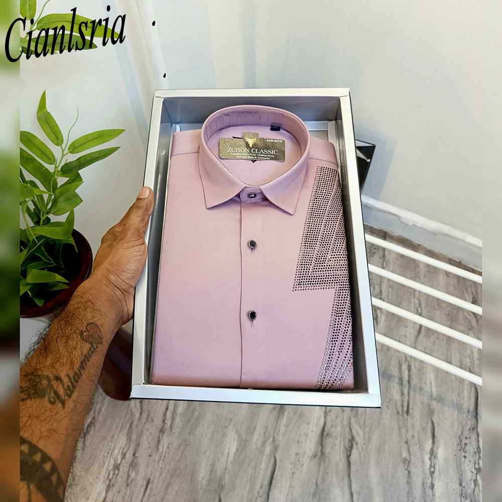 Men Luxury One‑Side Geometric  - Men Formal Party Wear Shirt review and price