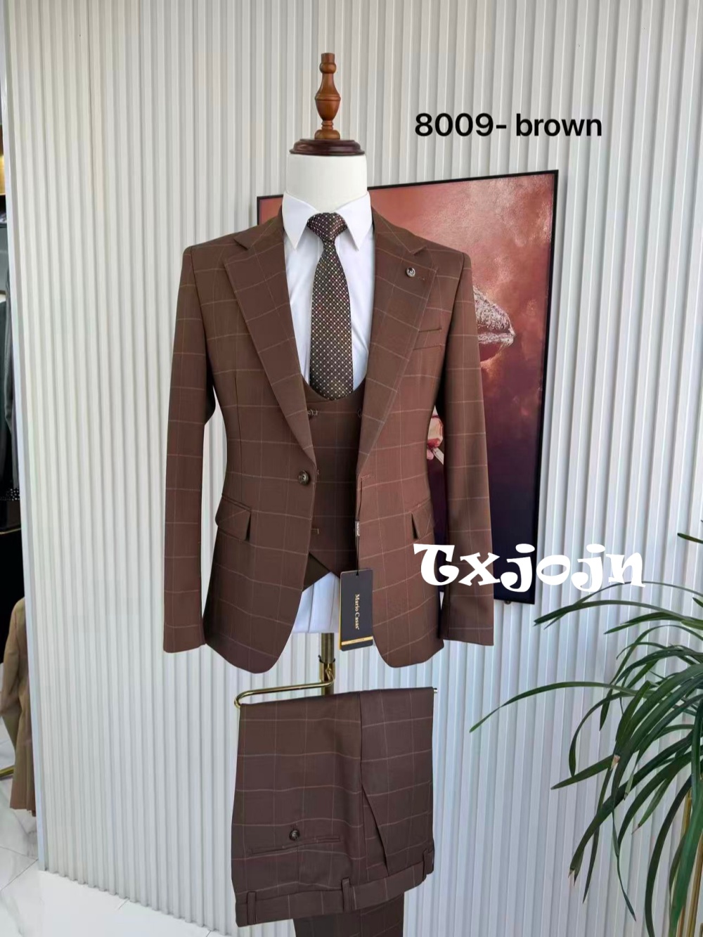 Men's Plaid Tuxedo 3 Pieces Ja - Men Formal Wear Office review and price