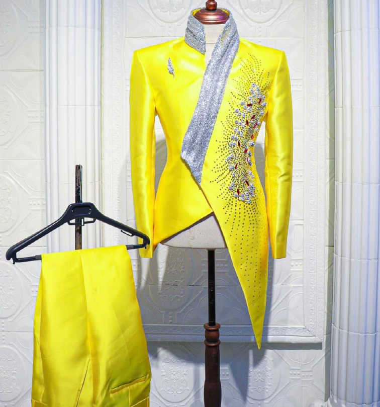 Fashion Yellow Wedding Tuxedos - Formal Wear For Men Yellow review and price
