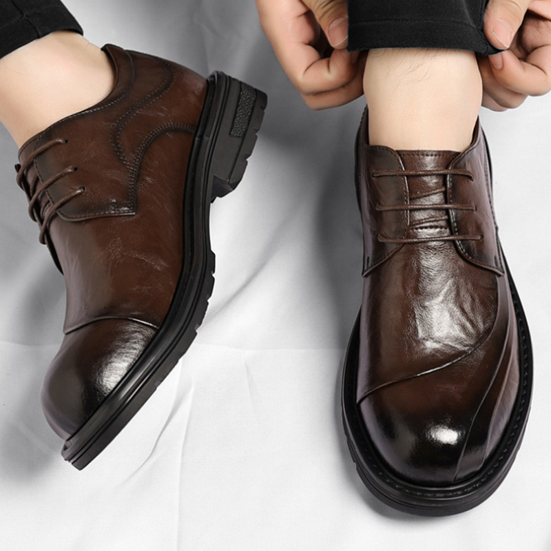 Brown Burnished Genuine Leathe - Men Formal Wear Office review and price