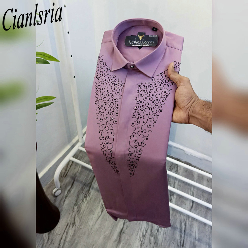 Men V‑Shape Full Rhinestone Lo - Men Formal Party Wear Shirt review and price