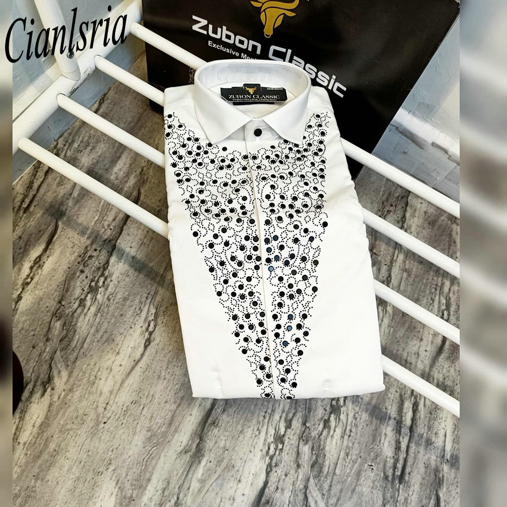 Men V‑Shape Full Rhinestone Lo - Men Formal Party Wear Shirt review and price