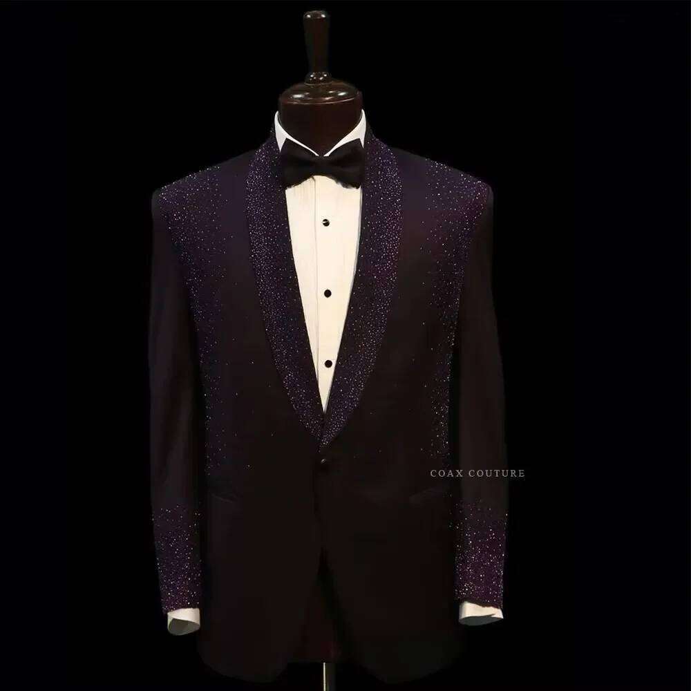 Purple Glitter Crystal Formal  - Men Formal Wear Purple review and price