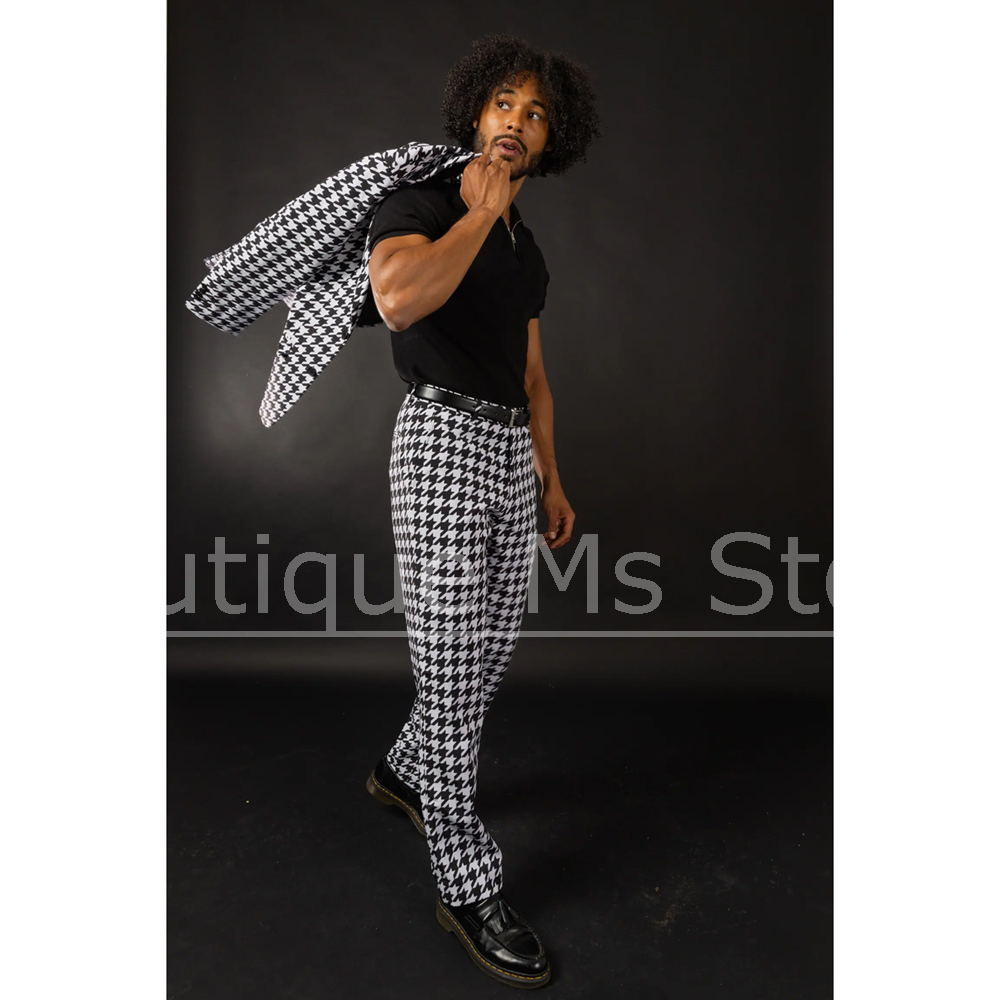 Black White Houndstooth Men's  - Men Formal Wear With Blazer review and price