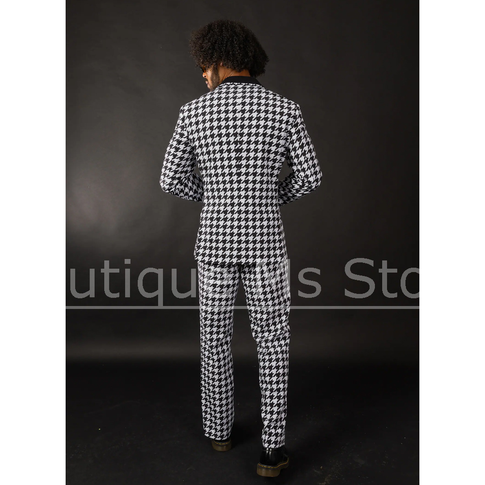 Black White Houndstooth Men's  - Men Formal Wear With Blazer review and price