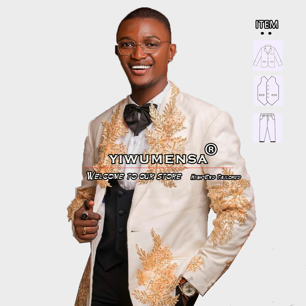 Customized 3 Pieces Suits Men  - Men Formal Wear With Blazer review and price