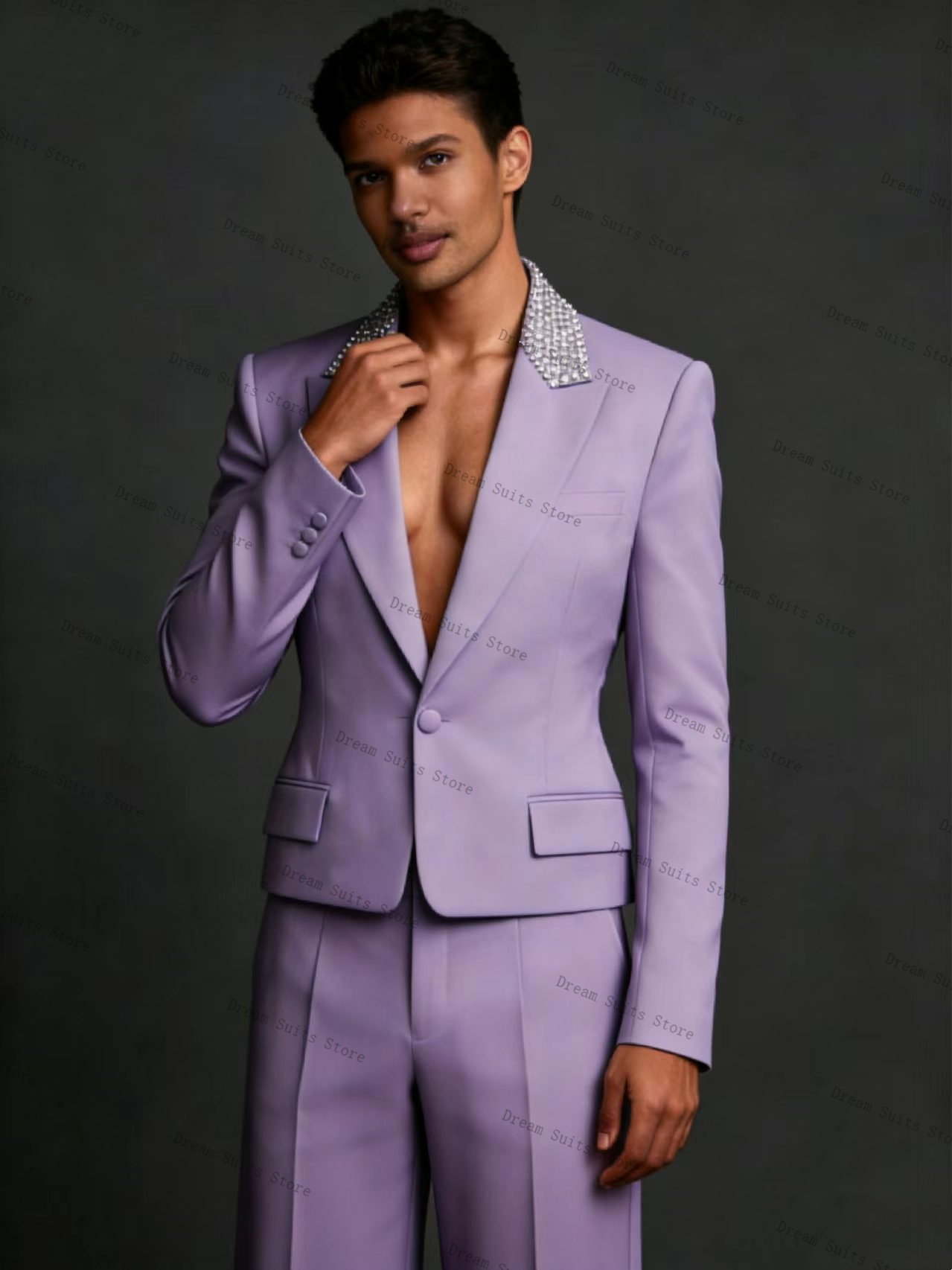 Crystals Men Suit Set 2 Pcs Bl - Men Formal Wear Purple review and price