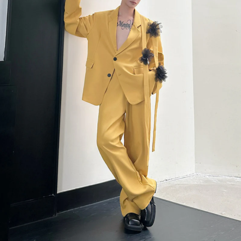 Yellow Men Suit Set 2 Pcs Blaz - Formal Wear For Men Yellow review and price