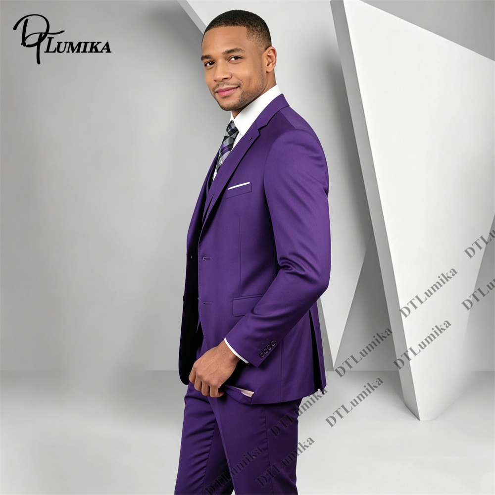Men's 3 Piece Purple Suit Slim - Men Formal Wear Purple review and price
